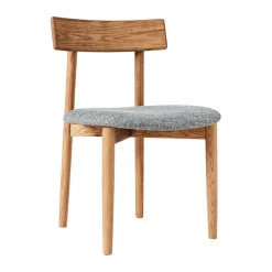 Tetra chair with padded seat, Concrete coloured fabric-natural oiled oak