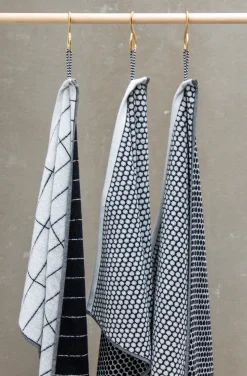 Tile Stone guest towel 38x60 cm 2 pack, Black-Off-white