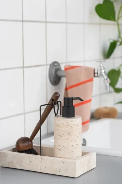 Travertine countertop organizer 12x23.5 cm, Linen