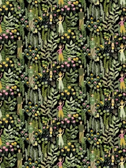 Trädgård fabric, Black-green