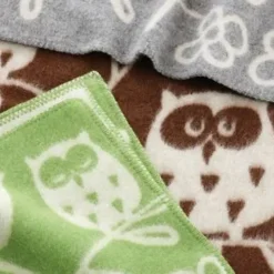 Tree Owl wool blanket, light grey