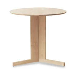 Trefoil dining table Ø75 cm, White oak