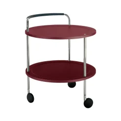 Trolley Round basic serving trolley, Wine red, chrome frame