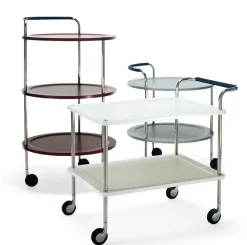 Trolley Round basic serving trolley, White, chrome frame