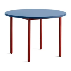 Two-Colour dining table Ø105 cm, Maroon red-blue
