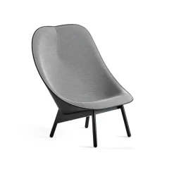 Uchiwa lounge chair, Black/white-black oak-black leather