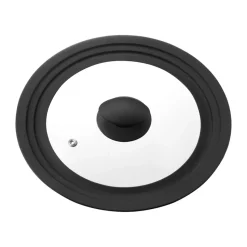 Una universal lid 20/22/24 cm, Glass-black silicone