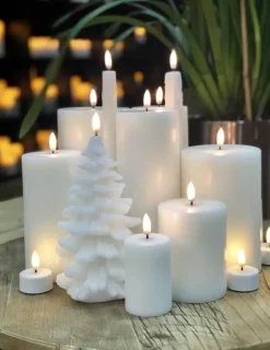 Uyuni LED Block candle white Ø7.8 cm, 20.3 cm