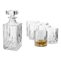 Vide whiskey set - carafe and 6 whiskey glass, Chrystal Glass