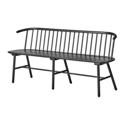 VIOR bench with backrest, Black lacquered oak