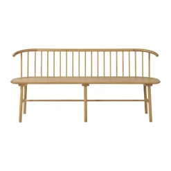 VIOR bench with backrest, Lacquered oak