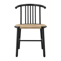 VIOR dining chair wicker seat, Black lacquered oak-nature