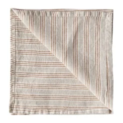 Washed linen napkin, Hazelnut stripe