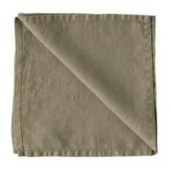 Washed linen napkin, Olive