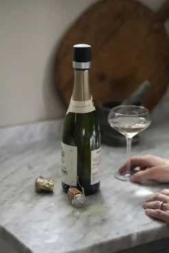 Wine and champagne cork 2-pack, Black-silver