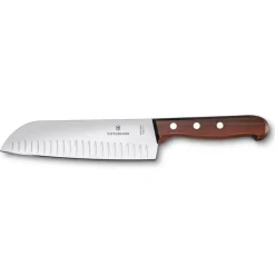 Wood santoku knife fluted blade 17 cm, Stainless steel-maple