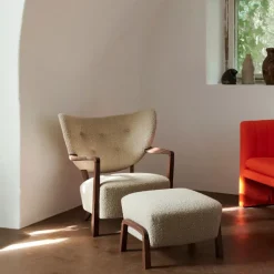 Wulff ATD3 footstool, Karakorum 003 beige-walnut legs