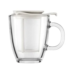 Yo-Yo tea cup with strainer, white