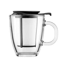 Yo-Yo tea cup with strainer, black
