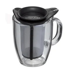 Yo-Yo tea cup with strainer, black