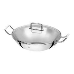 Zwilling Plus wok pan glass lid Ø32 cm, Stainless steel